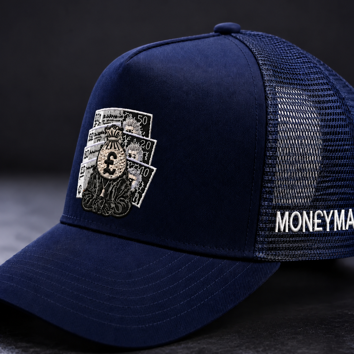 MON£YMAD Signature Trucker Cap - Navy Blue